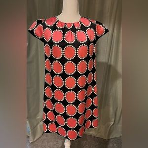 Milly retro black & pink polka dot mini dress Sz8